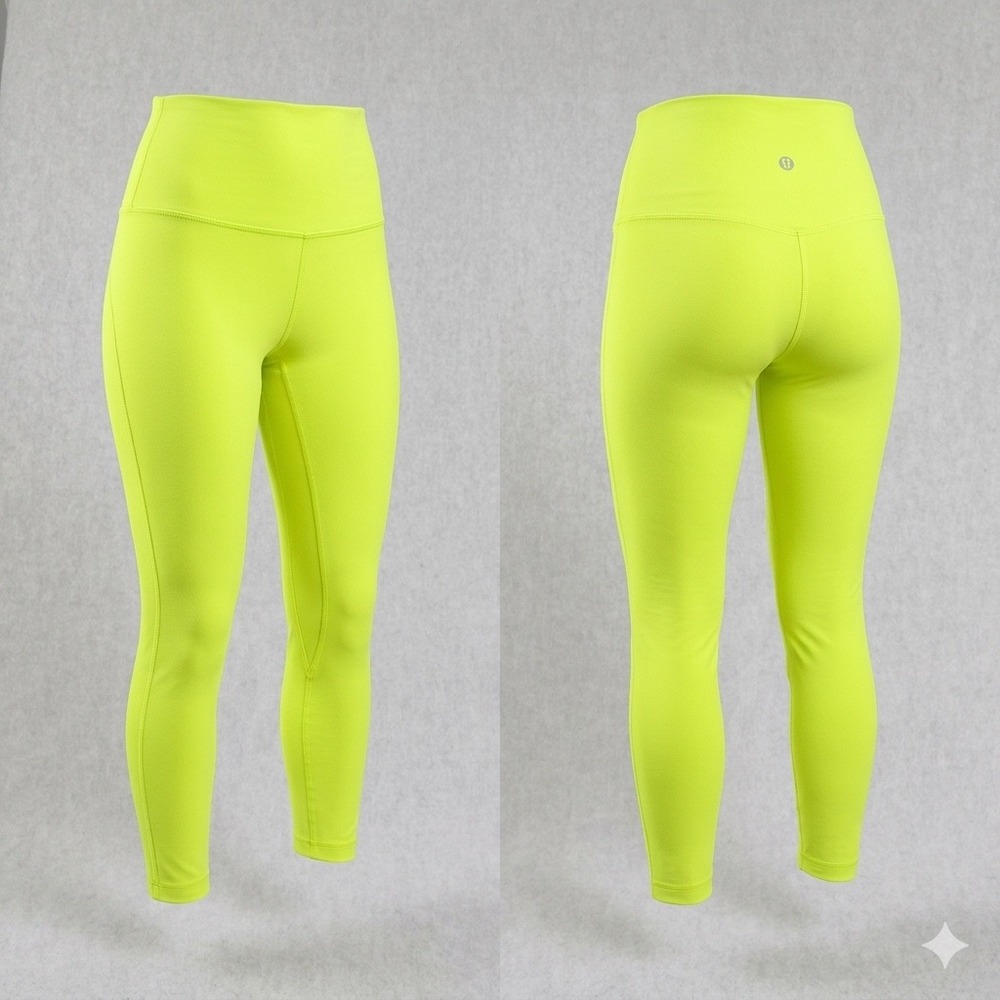 Lululemon Align HiRise Crop 21"  Electric Lemon Neon Yellow Leggings Size 4 Nulu